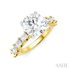 ASHI Round Shape Semi-Mount Diamond Engagement Ring 194ACPPFHYW-SM-RD3