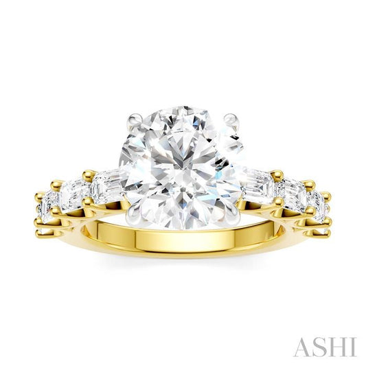 ASHI Round Shape Semi-Mount Diamond Engagement Ring 194ACPPFHYW-SM-RD3