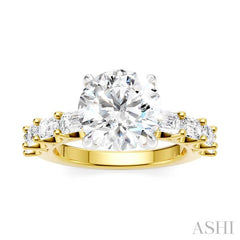 ASHI Round Shape Semi-Mount Diamond Engagement Ring 194ACPPFHYW-SM-RD3