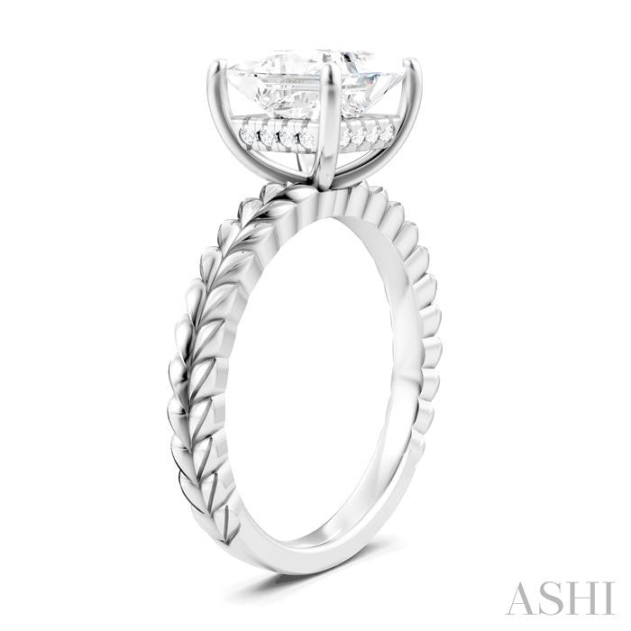 ASHI Princess Shape Semi-Mount Diamond Engagement Ring 194B8PPFHWG-SM-PN2