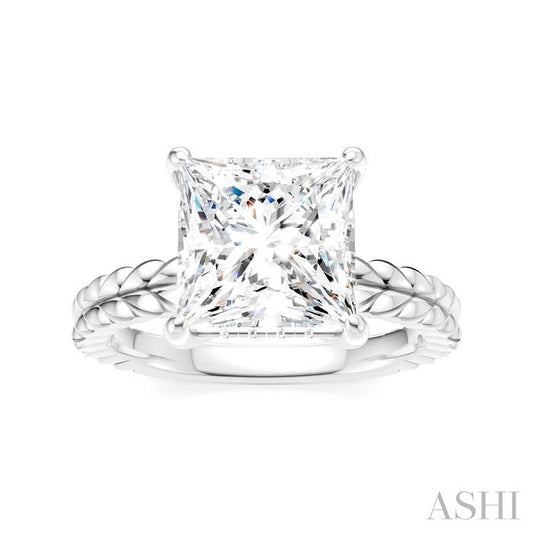 ASHI Princess Shape Semi-Mount Diamond Engagement Ring 194B8PPFHWG-SM-PN3