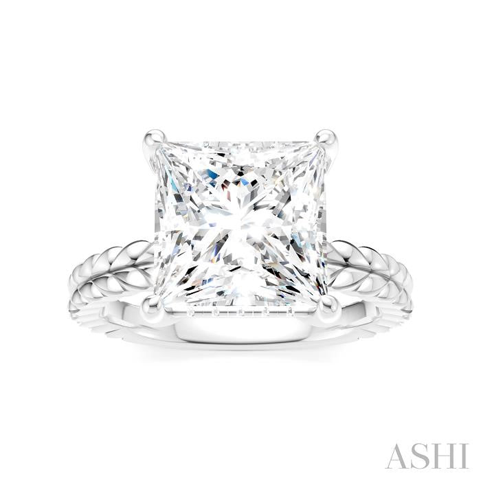 ASHI Princess Shape Semi-Mount Diamond Engagement Ring 194B8PPFHWG-SM-PN4