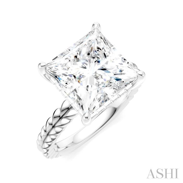 ASHI Princess Shape Semi-Mount Diamond Engagement Ring 194B8PPFHWG-SM-PN5