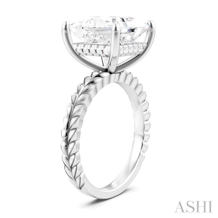 ASHI Princess Shape Semi-Mount Diamond Engagement Ring 194B8PPFHWG-SM-PN5