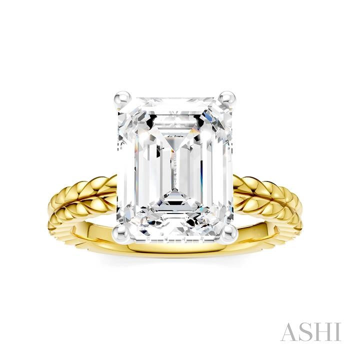 ASHI Emerald Shape Semi-Mount Diamond Engagement Ring 194B8PPFHYW-SM-EM3