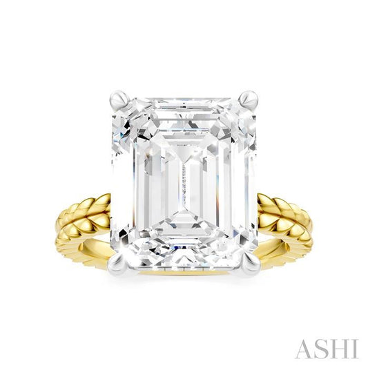 ASHI Emerald Shape Semi-Mount Diamond Engagement Ring 194B8PPFHYW-SM-EM5