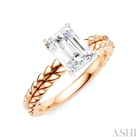 ASHI Emerald Shape Semi-Mount Diamond Engagement Ring 194B9PPFHPW-SM-EM1