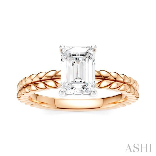 ASHI Emerald Shape Semi-Mount Diamond Engagement Ring 194B9PPFHPW-SM-EM1