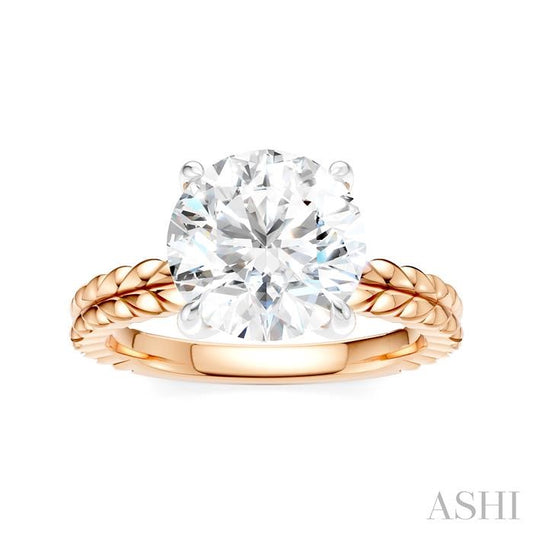ASHI Round Shape Semi-Mount Diamond Engagement Ring 194B9PPFHPW-SM-RD3