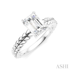 ASHI Emerald Shape Semi-Mount Diamond Engagement Ring 194B9PPFHWG-SM-EM1