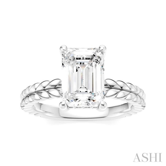 ASHI Emerald Shape Semi-Mount Diamond Engagement Ring 194B9PPFHWG-SM-EM2