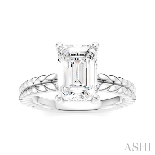 ASHI Emerald Shape Semi-Mount Diamond Engagement Ring 194B9PPFHWG-SM-EM2