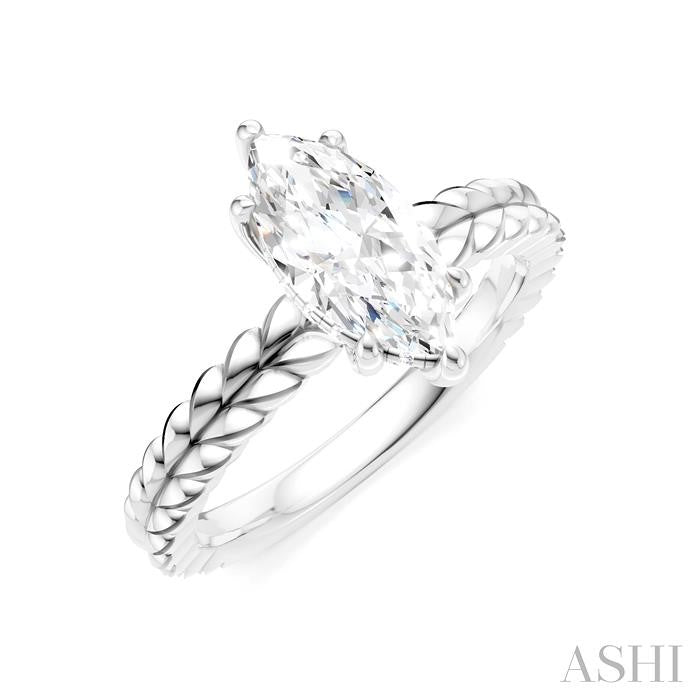 ASHI Marquise Shape Semi-Mount Diamond Engagement Ring 194B9PPFHWG-SM-MQ1