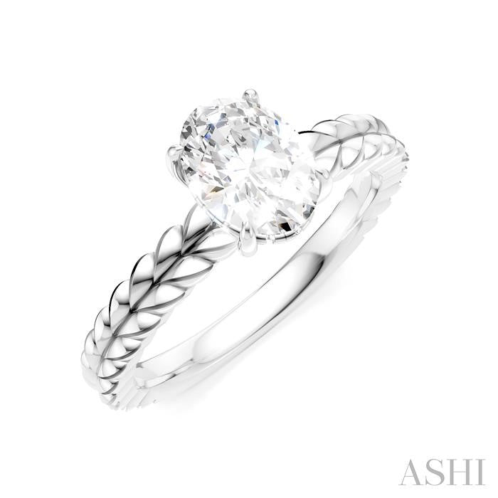 ASHI Oval Shape Semi-Mount Diamond Engagement Ring 194B9PPFHWG-SM-OV1