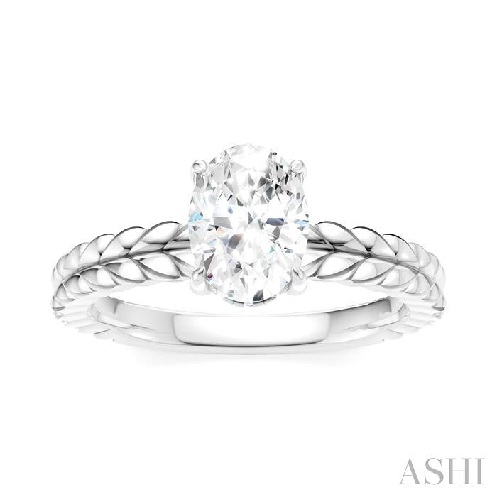 ASHI Oval Shape Semi-Mount Diamond Engagement Ring 194B9PPFHWG-SM-OV1