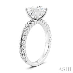 ASHI Princess Shape Semi-Mount Diamond Engagement Ring 194B9PPFHWG-SM-PN1