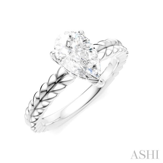 ASHI Pear Shape Semi-Mount Diamond Engagement Ring 194B9PPFHWG-SM-PR1