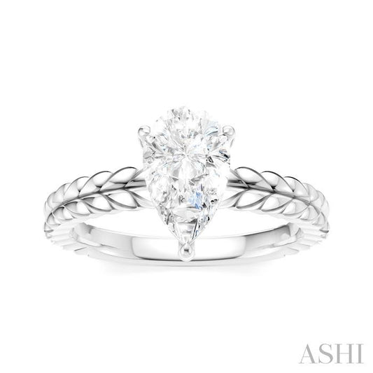 ASHI Pear Shape Semi-Mount Diamond Engagement Ring 194B9PPFHWG-SM-PR1