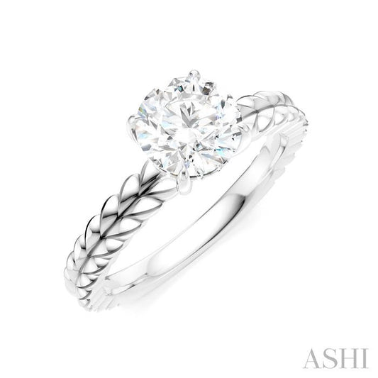ASHI Round Shape Semi-Mount Diamond Engagement Ring 194B9PPFHWG-SM-RD1