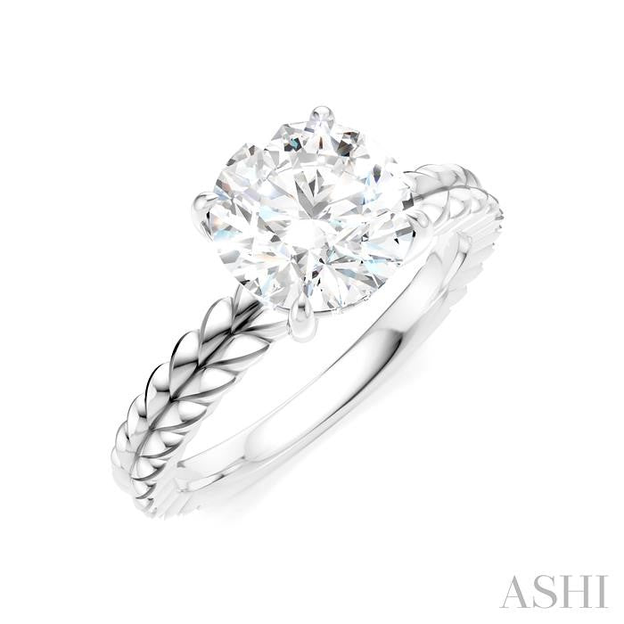 ASHI Round Shape Semi-Mount Diamond Engagement Ring 194B9PPFHWG-SM-RD2