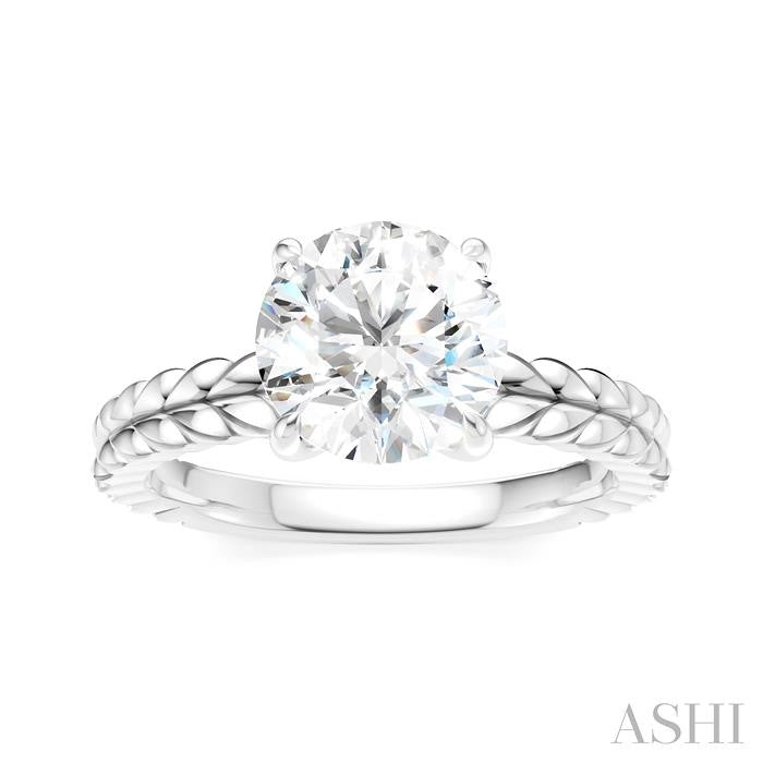 ASHI Round Shape Semi-Mount Diamond Engagement Ring 194B9PPFHWG-SM-RD2