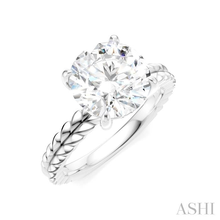 ASHI Round Shape Semi-Mount Diamond Engagement Ring 194B9PPFHWG-SM-RD3