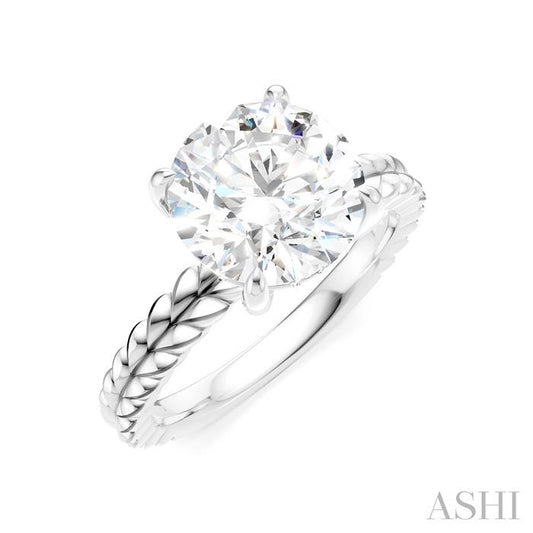 ASHI Round Shape Semi-Mount Diamond Engagement Ring 194B9PPFHWG-SM-RD3