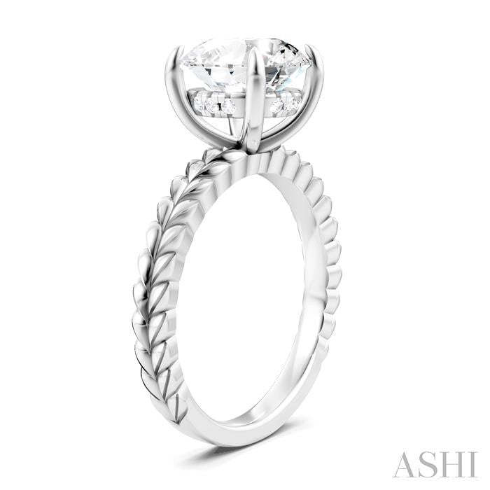 ASHI Round Shape Semi-Mount Diamond Engagement Ring 194B9PPFHWG-SM-RD3