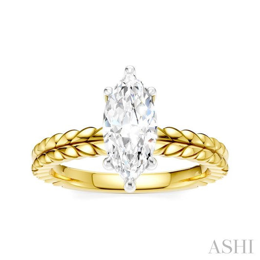 ASHI Marquise Shape Semi-Mount Diamond Engagement Ring 194B9PPFHYW-SM-MQ1