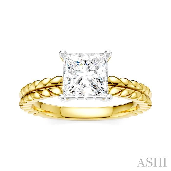 ASHI Princess Shape Semi-Mount Diamond Engagement Ring 194B9PPFHYW-SM-PN1