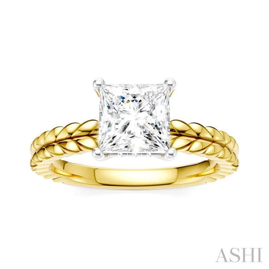 ASHI Princess Shape Semi-Mount Diamond Engagement Ring 194B9PPFHYW-SM-PN1