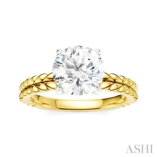 ASHI Round Shape Semi-Mount Diamond Engagement Ring 194B9PPFHYW-SM-RD2
