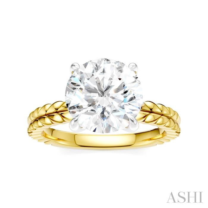 ASHI Round Shape Semi-Mount Diamond Engagement Ring 194B9PPFHYW-SM-RD3