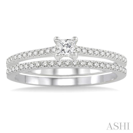 ASHI Princess Shape Diamond Wedding Set 19564PPFHWG-WS
