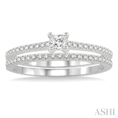 ASHI Princess Shape Diamond Wedding Set 19564PPFHWG-WS