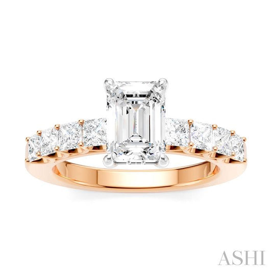 ASHI Emerald Shape Semi-Mount Diamond Engagement Ring 195A2PPFHPW-SM-EM1