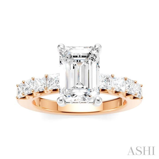 ASHI Emerald Shape Semi-Mount Diamond Engagement Ring 195A2PPFHPW-SM-EM2