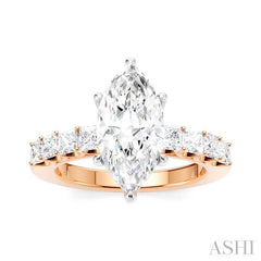 ASHI Marquise Shape Semi-Mount Diamond Engagement Ring 195A2PPFHPW-SM-MQ2