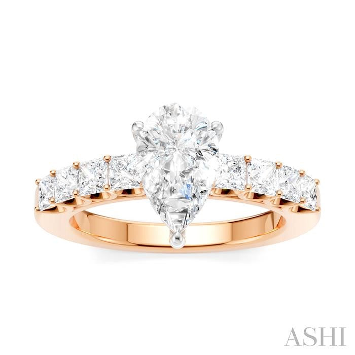 ASHI Pear Shape Semi-Mount Diamond Engagement Ring 195A2PPFHPW-SM-PR1