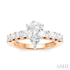 ASHI Pear Shape Semi-Mount Diamond Engagement Ring 195A2PPFHPW-SM-PR1