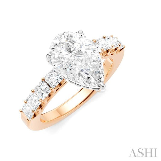 ASHI Pear Shape Semi-Mount Diamond Engagement Ring 195A2PPFHPW-SM-PR2