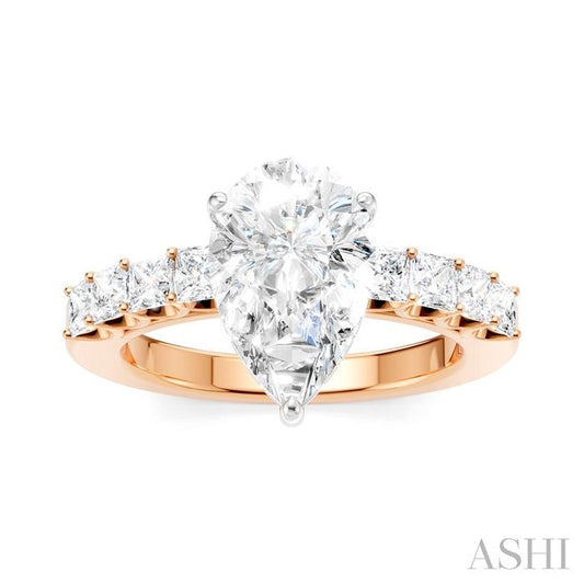 ASHI Pear Shape Semi-Mount Diamond Engagement Ring 195A2PPFHPW-SM-PR2