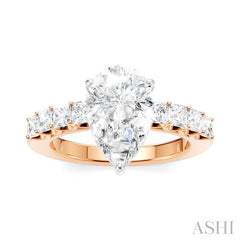 ASHI Pear Shape Semi-Mount Diamond Engagement Ring 195A2PPFHPW-SM-PR2