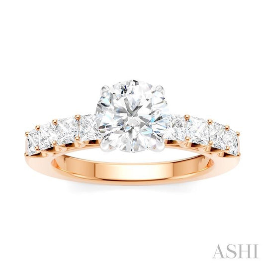 ASHI Round Shape Semi-Mount Diamond Engagement Ring 195A2PPFHPW-SM-RD1
