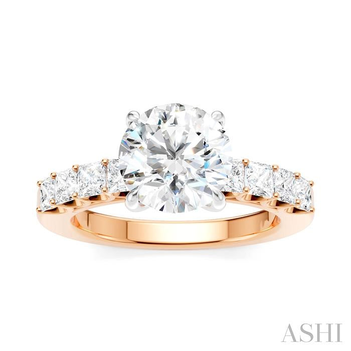 ASHI Round Shape Semi-Mount Diamond Engagement Ring 195A2PPFHPW-SM-RD2