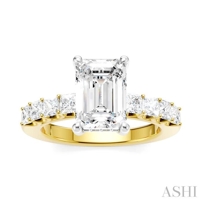 ASHI Emerald Shape Semi-Mount Diamond Engagement Ring 195A2PPFHYW-SM-EM2