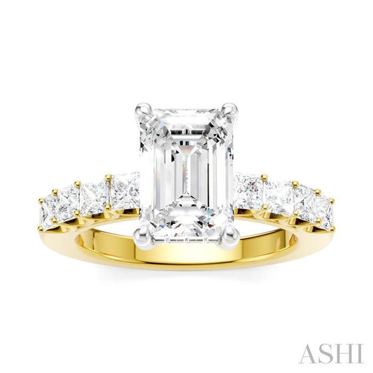 ASHI Emerald Shape Semi-Mount Diamond Engagement Ring 195A2PPFHYW-SM-EM2