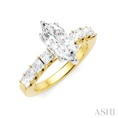 ASHI Marquise Shape Semi-Mount Diamond Engagement Ring 195A2PPFHYW-SM-MQ1