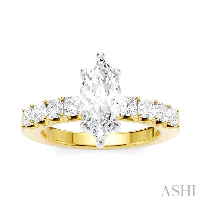 ASHI Marquise Shape Semi-Mount Diamond Engagement Ring 195A2PPFHYW-SM-MQ1