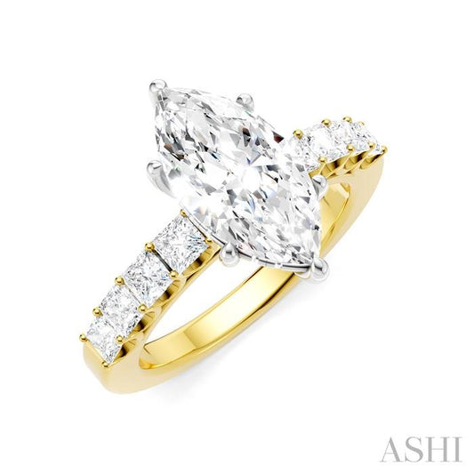 ASHI Marquise Shape Semi-Mount Diamond Engagement Ring 195A2PPFHYW-SM-MQ2